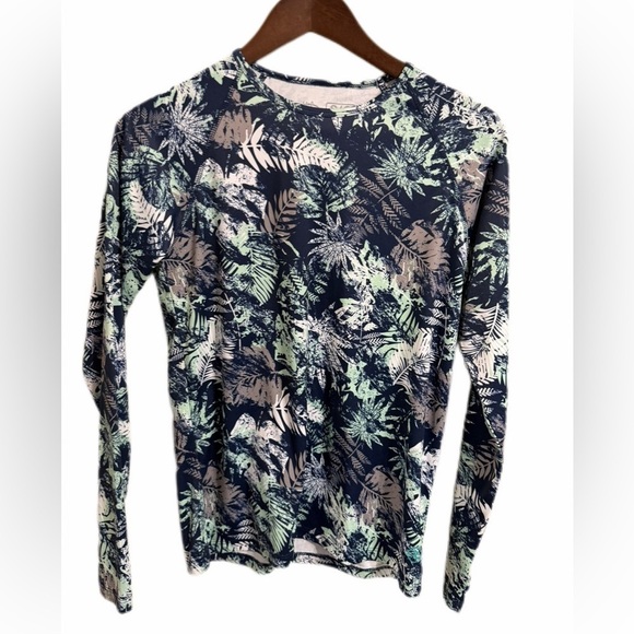 Reel Legends Other - Reel Legends Blue Tropical Print Long Sleeve Athletic Rash Guard Top Size S
